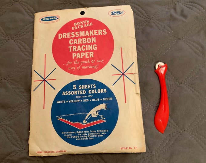 Vintage Penn Dressmakers Carbon Tracing Paper and Tracing Wheel, Sewing