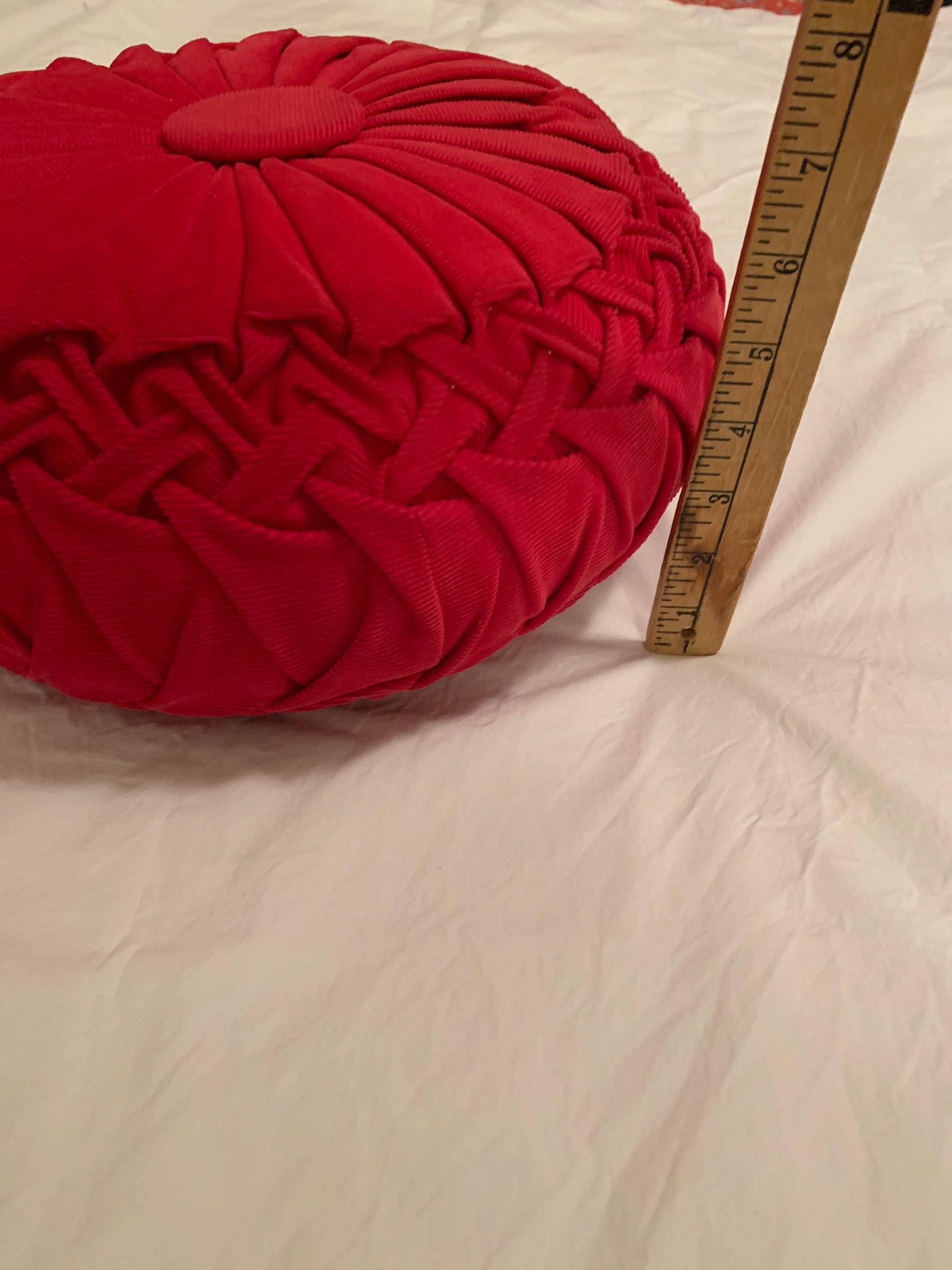 Vintage Red Corduroy Pillow Round Throw Pillow with corduroy Etsy