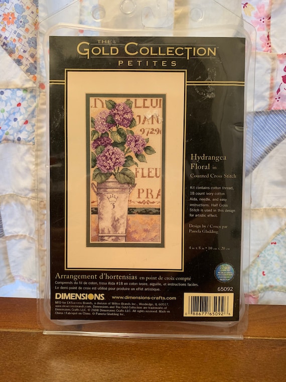 Dimensions Needlecrafts Hydrangea Floral Gold Petite Counted Cross Stitch Kit