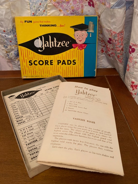 vintage yahtzee score pads in original box how to play etsy