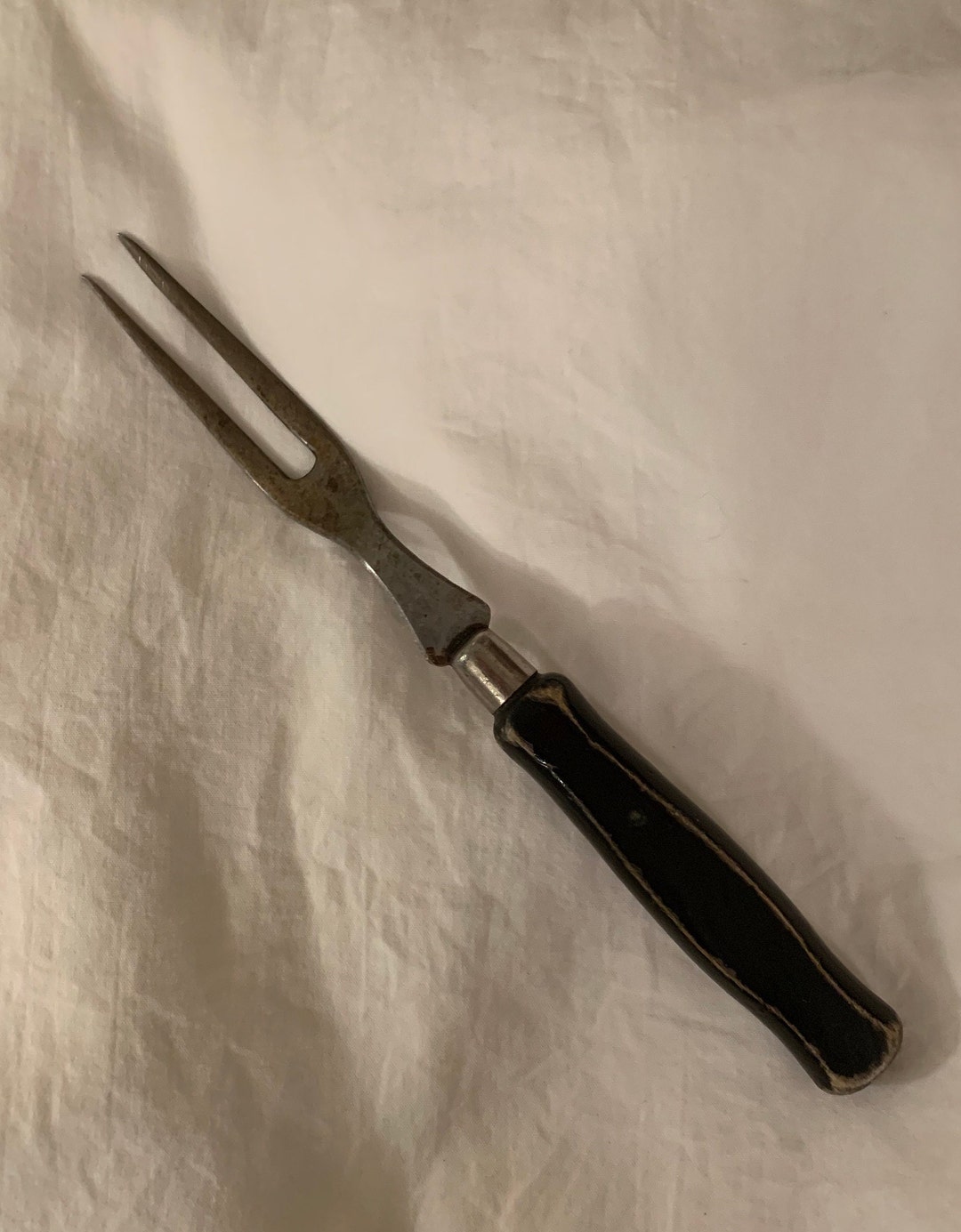 Rustic Vintage Serving Fork Toasting Fork Black Wood Handle Etsy