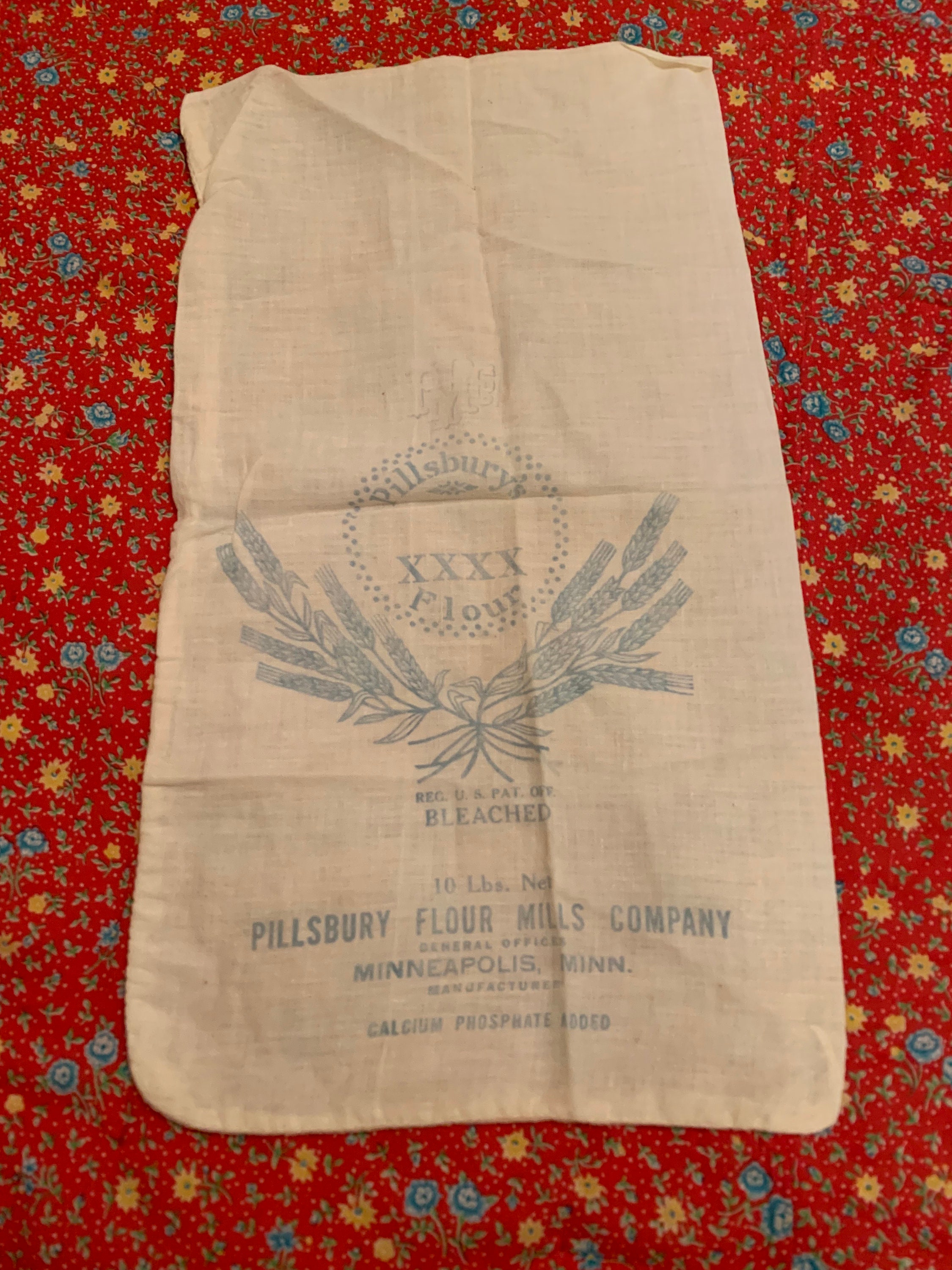 Vintage Pillsbury Flour Cloth Bag White Cotton Bag with blue | Etsy