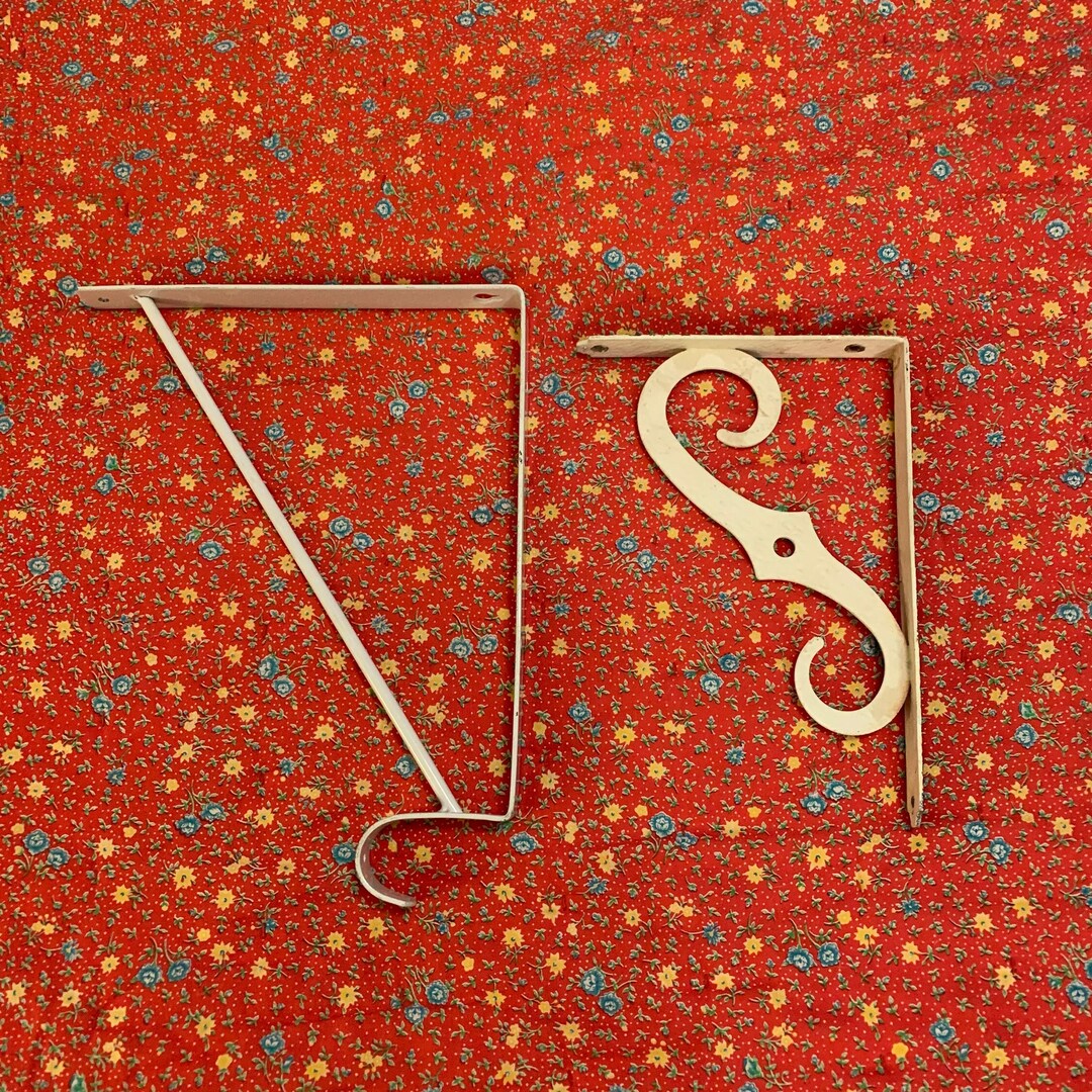 2 Vintage Shelf Brackets White Wall Brackets for Shelf Etsy