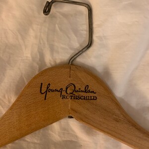 Vintage Wood Advertising Hanger, Young-Quinlan Rothschild, Heavy coat hanger, Promo / Giveaway, Laundry Room Decor, Clothing Photography