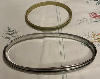 2 Vintage Metal Embroidery Hoops / Frames, One Oval, One Round, both with springs, needlework, quilting, sewing, use as frames