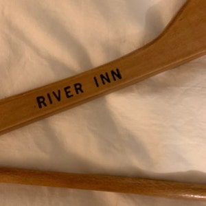 Vintage Wood Advertising Hanger, River Inn, Washington DC 20037, Heavy coat hanger, Promo / Giveaway, Laundry Room Decor, Suit Coat, Pants