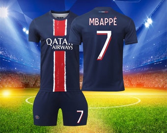 24/25 Paris Saint Germain thuisshirtset, #7 Mbappe voetbalshirtset, shirt + shorts, maat voor volwassenen en kinderen