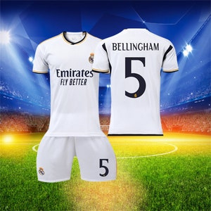 23/24 Real Madrid Home Jersey Set, 5 Jude Bellingham Soccer Jersey, Soccer Jersey And Shorts Set, Size For Adult's And Children's image 1