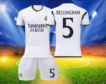 Set maglia Home del Real Madrid 23/24, maglia da calcio # 5 Jude Bellingham, set maglia da calcio e pantaloncini, taglia per adulti e bambini