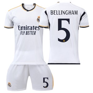 23/24 Real Madrid Home Jersey Set, 5 Jude Bellingham Soccer Jersey, Soccer Jersey And Shorts Set, Size For Adult's And Children's image 2