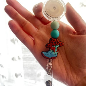 Cowgirl Turquoise Boots Badge Reel