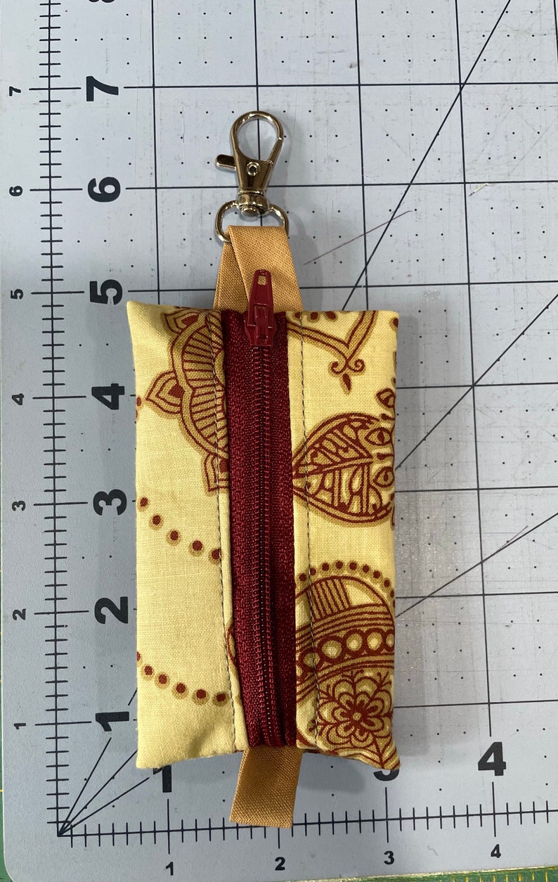 Burgundy and Tan Medallion Lip Balm Holder Zipper Pouch image 3