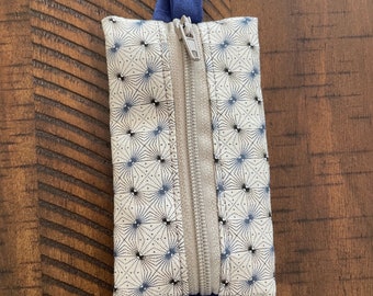 White, Blue and Black Starbusrt Lip Balm Holder Zipper Pouch