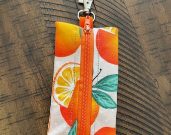 Orange Lip Balm Holder Zipper Pouch