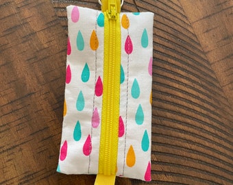 Yellow Raindrop Lip Balm Holder Zipper Pouch