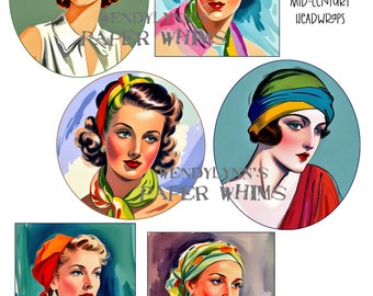 PRINTABLE, Instant Download, Digital Collage Sheet, Clipart, Six Beautiful Woman With Headwraps, Paper Crafts, Junk Journaling, Mixed Media