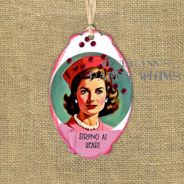 Bookmark, Beautiful Woman Wearing Pillbox Hat, Jackie Kennedy Era, Mid-Century Illustration, Small Gift, Strong at Heart, Gift for Friend