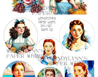 PRINTABLE, Instant Download, Digital Collage Sheet, Clipart, Eight Dorothy from Wizard of Oz Designs, Paper Crafts, Journaling, Mixed Media