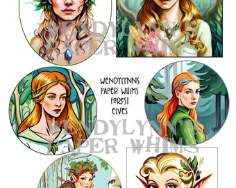 PRINTABLE, Instant Download, Digital Collage Sheet, Clipart, Six Forest Elves Designs, Paper Crafts, Journaling, Mixed Media