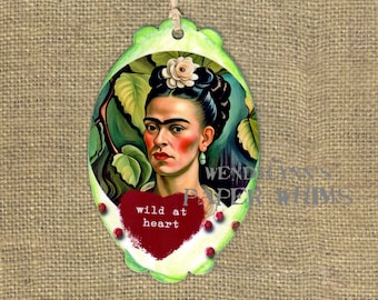 Bookmark, Frida Kahlo, Roses in her Hair, Planner Marker, Journaling Tag, Strong Woman Art, Frida Lover Gift, Wild at Heart, Small Gift, Tag