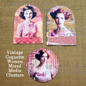 Vintage Coquette Beauties, Junk Journal Embellishments, Art Journaling, Scrapbooking, Mixed Media Collage, OOAK, Handcrafted Clusters
