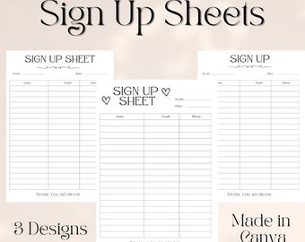 Sign Up Sheet for Customer Printable Sign Up Sheet For Event Sign-Up for Real Estate Clients Sign In Customer Sign Up List Wedding Sign-In