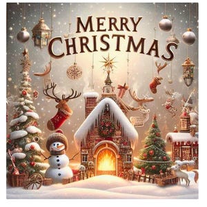 Tarjeta de felicitación navideña radiante: feliz Navidad y próspero año nuevo