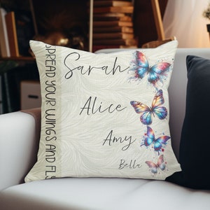 Green Butterfly Throw Pillow - Minimalist Botanical Decor for Living Room, Perfect Gift for Mom
