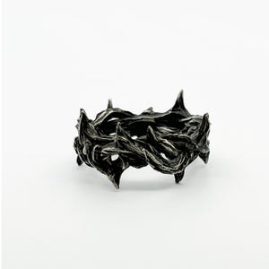 Black Crown of Thorns Gothic Sterling 925 Silver Jewelry Ring