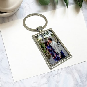 Memorial Photo Keychain, Custom Engraved Metal Keyring, Personalized Gift for Him Her,  Picture on Keychain, Remembrance Gift