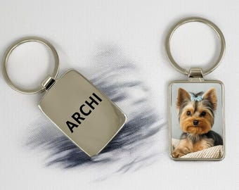 Hundefoto-Schlüsselbund, gravierter personalisierter Edelstahlbild-Schlüsselring