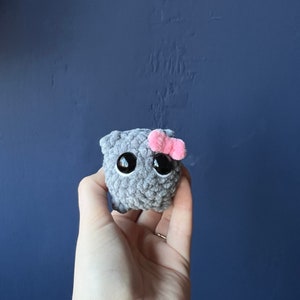 Sad Hamster Crochet Plushie Amigurumi Dark Grey