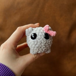 Sad Hamster Crochet Plushie Amigurumi Light Grey