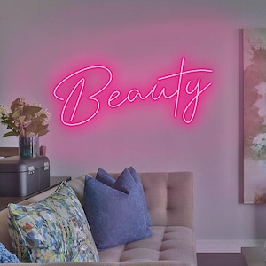 Beauty Neon Sign - LED Neon Light for Wall Decor, Pink Mother&#39;s Day Gift for Mom, Custom Beauty Room Sign, Salon Decor, Glam Room Light