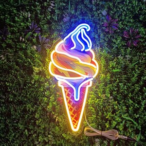 Ice Cream Leuchtreklame - LED-Schild für Zuhause, Café, Bar, Kinderzimmer, Party-Dekor, süße Eiscreme-Wandkunst, Geschenk für Eiscremeliebhaber, Süßigkeit
