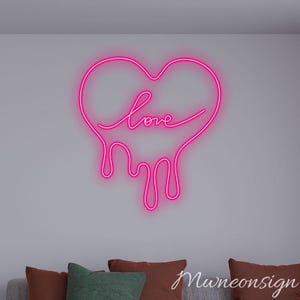 Enseigne néon rose coeur flottant - Lampe LED Love, décoration de chambre romantique, parfaite pour la Saint-Valentin, un cadeau d'anniversaire ou de mariage, décoration d'intérieur