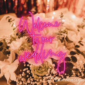 Bem-vindo ao nosso letreiro de néon para casamento, letreiro de néon para casamento, letreiro de néon para casamento, letreiro de boas-vindas para casamento, luz LED para casamento, luz de decoração exclusiva para casamento