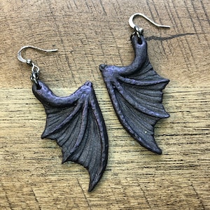 Dragon bat devil wings black earrings gothic style witchy witchaesthetic