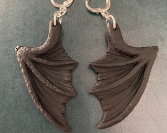 Black Bat dragon devil black wings gothic goth earrings