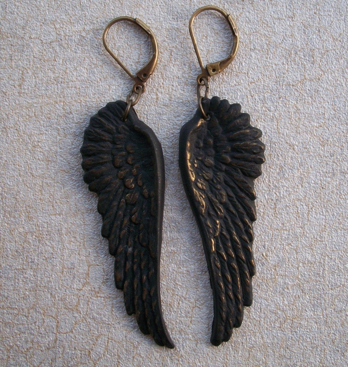 Golddust Raven Crow Black Wings Earrings Gothic Elven Angel Etsy