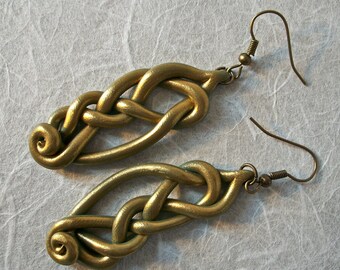 Ear Art for the Modern Celt- Celtic knot earrings in green