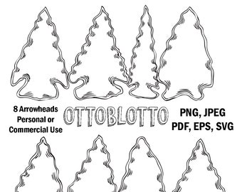 ARROWHEAD CLIPART Camping Clipart with Native American themes, Summer camp, Space for Text 8 designs in Svg, Eps, Jpeg, Png, and Pdf formats