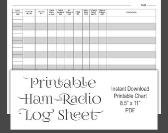 HAM RADIO Logbuch, druckbares Kontaktblatt, sofortiger Download, digitaler Download, Log-Seite, Kontaktdatensatz, Hobbyfunk, Aktivitäts-Log-Blatt