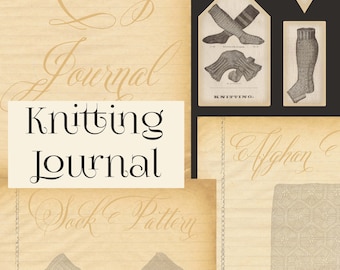 KNITTING JOURNAL - Instant Download digital journal papers for junk journals or binder, printable knitting organizer, knitting planner pages