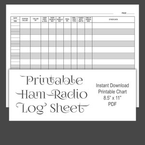HAM RADIO Log Book, feuille de contact imprimable, téléchargement instantané, téléchargement numérique, page de journal, enregistrement de contact, radio amateur, feuille de journal d'activité