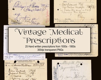 Vintage Handwritten Medical Prescriptions are unique digital resources ready for your analog or digital collage or junk journal project
