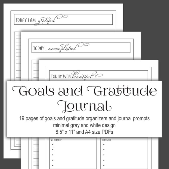 GOALS and GRATITUDE JOURNAL Achieve Your Goals 5 Minute Etsy