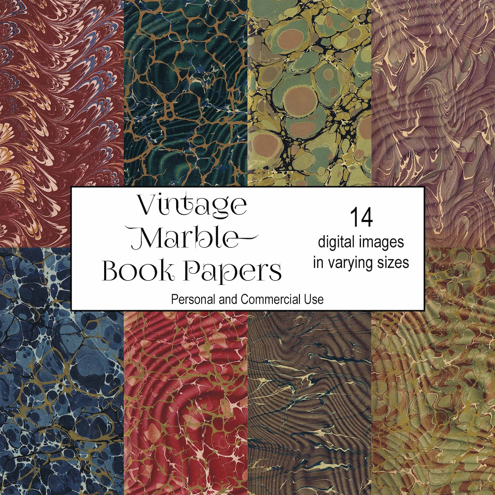 VINTAGE MARBLE BOOK End Papers Instant Download Digital Printable