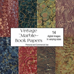 VINTAGE MARBLE BOOK End Papers - Download istantaneo di carte marmorizzate digitali stampabili per artigianato, diario spazzatura, documenti, collage art