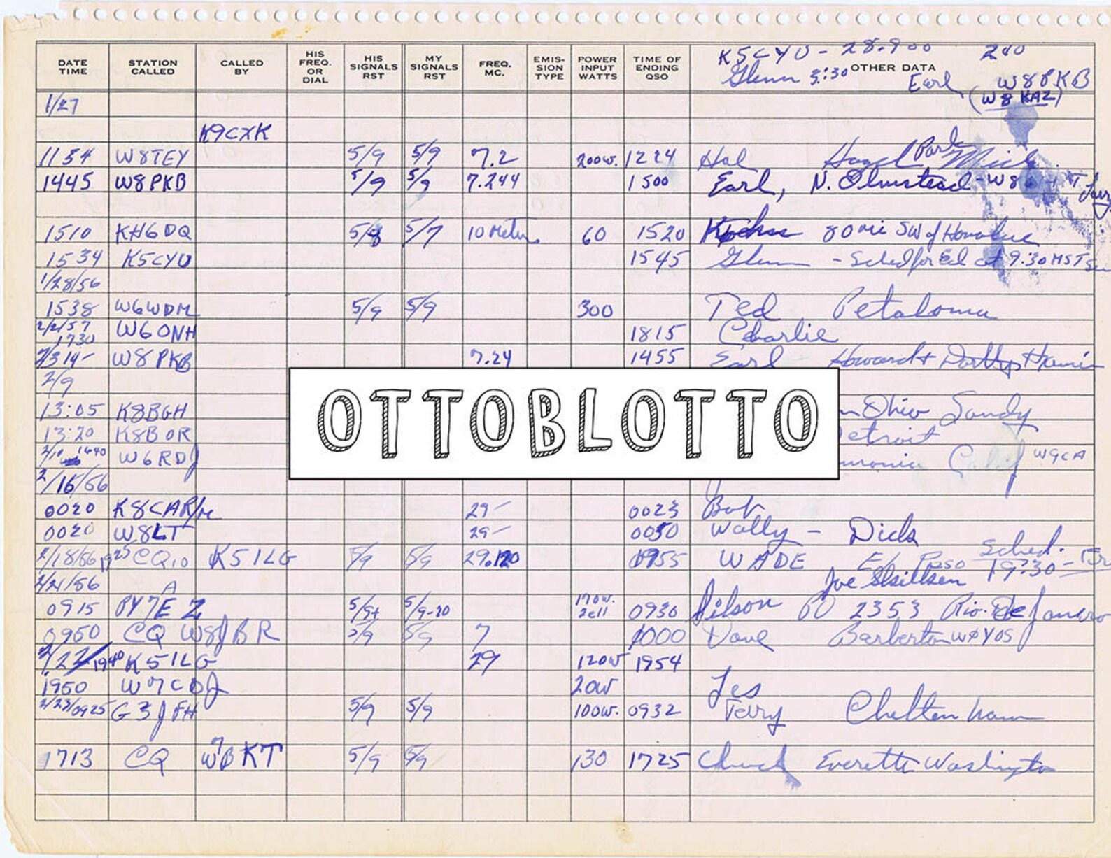 HAM RADIO Log Book Digital Collage 10 Sheets 8.5x11 Handwritten Instant ...